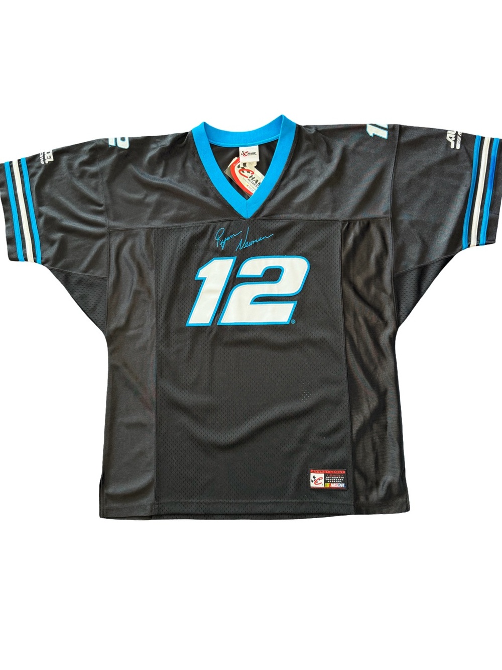 Nascar Ryan Newman #12 Black and Blue Short Sleeved Racing Jersey Size L